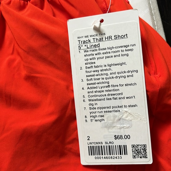 LULULEMON TRACK THAT HR SHORTS 5” in SOLAR ORANGE (SLRO) SZ 2 NWT - Picture 4 of 6